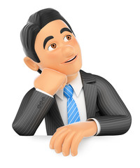 3D Businessman thoughtful. Blank space