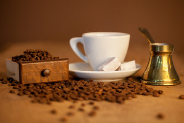 mill,and other accessories for the coffee in an old-style