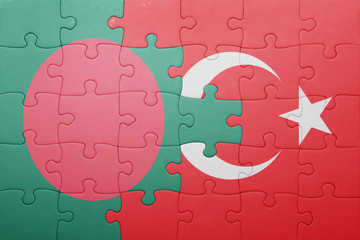 puzzle with the national flag of turkey and cambodia