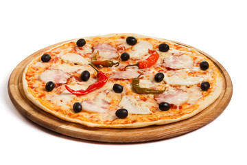 Pizza with bacon and ham