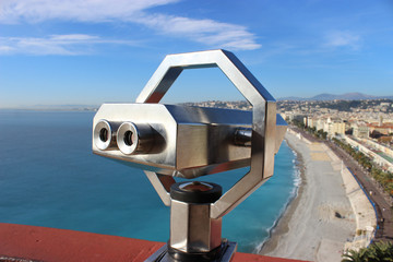 Telescope overlooking for Nice, France, Cityscape from above