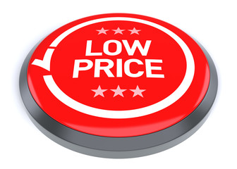 Red Low Price Button, isolated on white background.