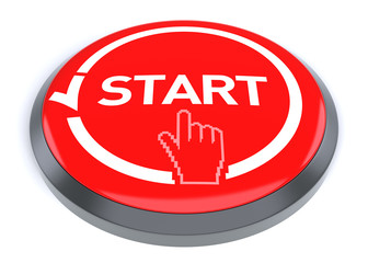 Red Start Button, isolated on white background.