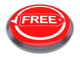 Red Free Button, isolated on white background.