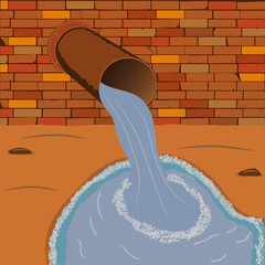 Wastewater flow down the drain