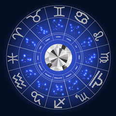 Set of Symbol Zodiac Sign Diamond. Vector Illustration.