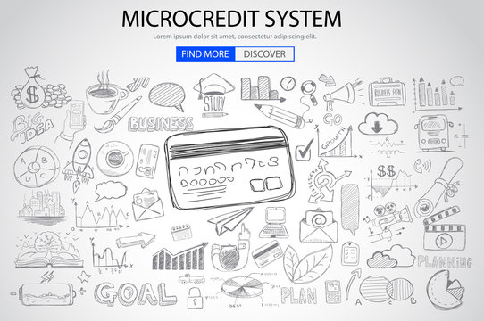 Microcredt Systtem concept with Doodle design style