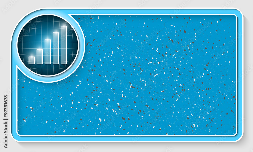 Poster blue text frame and white circle box with graph