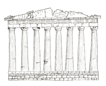 Premium Photo | Watercolor drawing of the acropolis of Athens