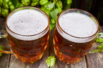 Beer in old mugs