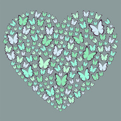  heart, butterfly