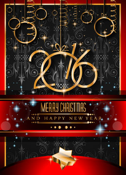 2016 Merry Christmas and Happy New Year Background