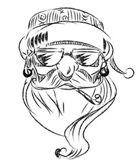 lineart Hipster Santa Claus. Vector, EPS 10
