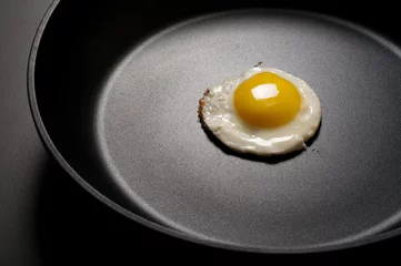 Fototapeten Fried eggs in the new non-stick frying pan © kucherav