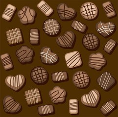Chocolate chip cookies, seamless pattern, color. 