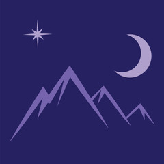 moon star mountains symbol vector