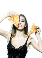 Young girl with pizza