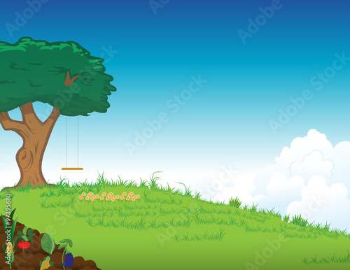 "cartoon vector illustration of a yard with a background" Stock image