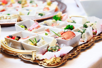 Food tray with little mini dish in little bowls