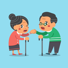 Cartoon old man and old woman