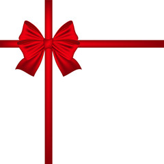 Red bow on a white background