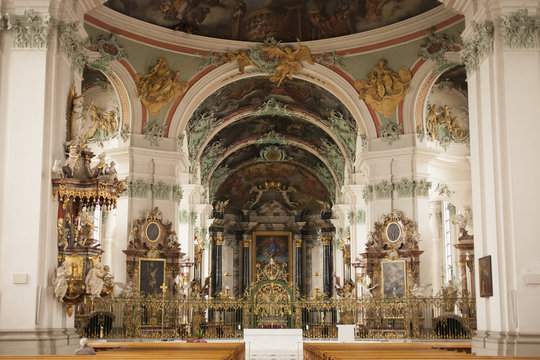 Svizzera, la citt&agrave; di San Gallo, interno dell'abbazia di San Gallo.