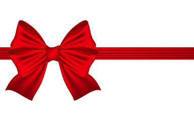 Template greeting card with a red bow