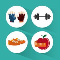 Gym and fitness icons design 