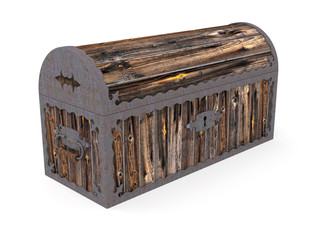 Old closed rusty wooden chest