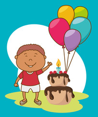 Obraz na płótnie Canvas Kids birthday celebration cartoon