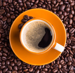 coffee cup and coffee beans