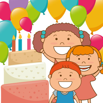 Kids birthday celebration cartoon