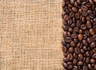 Canvas and Coffee Beans. Photo Background. Copy Space Collection