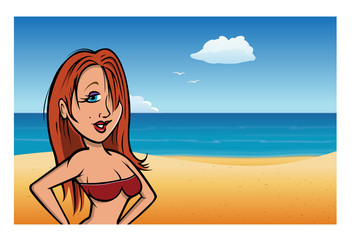 cartoon vector illustration of a beach model