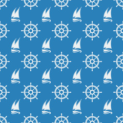 Seamless pattern maritime theme, sailboat, vector EPS 10, sailing