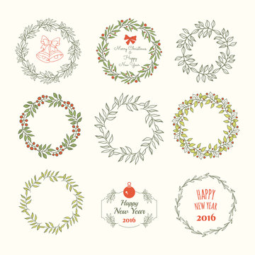 Festive wreath. Merry Christmas and Happy New Year.