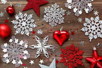 Christmas and New Year background with christmas decorations.