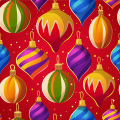 Seamless red background with tree ball.