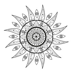 Doodle sun vector isolated on white, sole stilizzato decorato vettoriale 