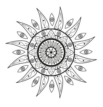 Doodle sun vector isolated on white, sole stilizzato decorato vettoriale 