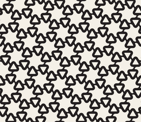 Vector Seamless Black and White Rounded Line Hexagonal Triangle Swirl Shape Star Pattern