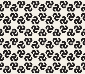 Vector Seamless Black and White Rounded Triangular Swirl Shape Pattern