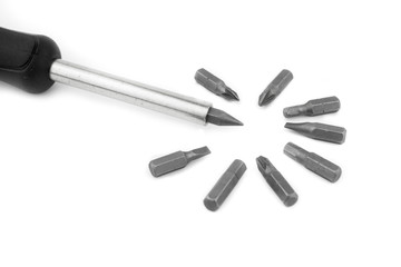 Changeable screwdriver head set, isolate background