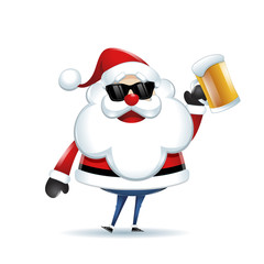 Santa Claus with a beer celebrating