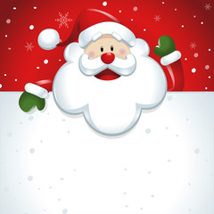 Santa Claus with big white sign in red background