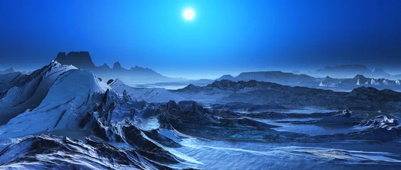 Photo sur Plexiglas Blue nuit paysage surréaliste 3D