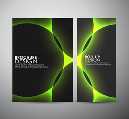 Brochure business design light effects on round template or roll up. Vector Illustration 