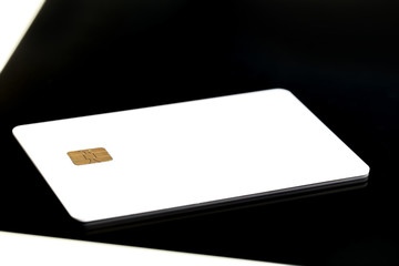 Selective Focus : Blank Credit Card With Electronic Chip On Pers