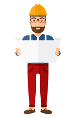 Engineer holding blueprint.