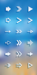 Vector white arrows icons set